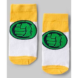 Pine Kids Marvel Knit Ankle Length Antibacterial Socks with Avengers Graphic Pack of 5 - White Yellow & B Lue
