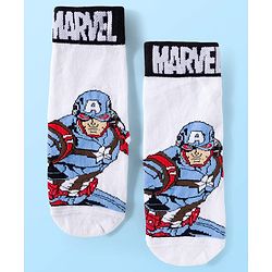 Pine Kids Marvel Knit Ankle Length Anti-Bacterial Socks with Avengers Graphic Pack of 3 - White & Black