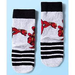 Pine Kids Marvel Knit Ankle Length Anti-Bacterial Socks with Avengers Graphic Pack of 3 - White & Black