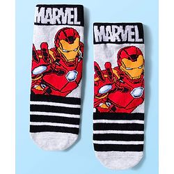 Pine Kids Marvel Knit Ankle Length Anti-Bacterial Socks with Avengers Graphic Pack of 3 - White & Black