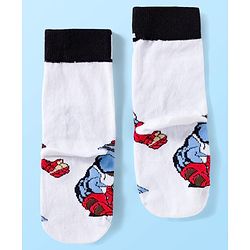 Pine Kids Marvel Knit Ankle Length Anti-Bacterial Socks with Avengers Graphic Pack of 3 - White & Black
