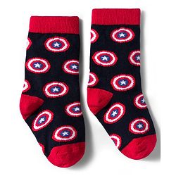 Pine Kids Marvel Knit Ankle Length Antibacterial Socks with Avengers Graphic Pack of 3 - Navy Blue White & Red