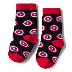 Pine Kids Marvel Knit Ankle Length Antibacterial Socks with Avengers Graphic Pack of 3 - Navy Blue White & Red