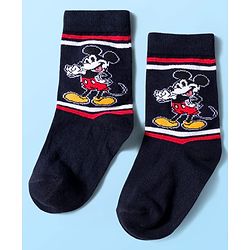 Pine Kids Disney Knit Ankle Length Anti-Bacterial Socks with Mickey Mouse Graphic Pack of 3 - Red & White