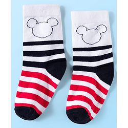 Pine Kids Disney Knit Ankle Length Anti-Bacterial Socks with Mickey Mouse Graphic Pack of 3 - Red & White