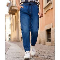 Pine Kids Denim Woven Full Length Washed Jeans - Blue