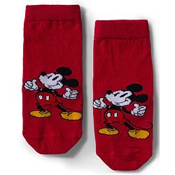 Pine Kids Disney Knit Ankle Length Antibacterial Socks with Mickey Mouse Graphic Pack of 5 - Grey Red & White