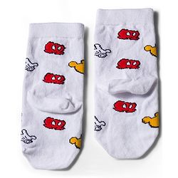 Pine Kids Disney Knit Ankle Length Antibacterial Socks with Mickey Mouse Graphic Pack of 5 - Grey Red & White