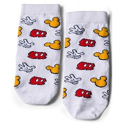 Pine Kids Disney Knit Ankle Length Antibacterial Socks with Mickey Mouse Graphic Pack of 5 - Grey Red & White