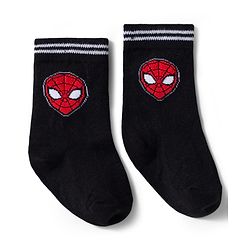 Pine Kids Marvel Knit Ankle Length Antibacterial Socks with Spider-Man Graphic Pack of 3 - Red Black & White