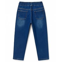 Pine Kids Denim Woven Full Length Solid Color Washed Jeans  - Blue