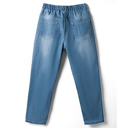 Pine Kids Denim Woven Full Length Solid Color Washed Jeans  - Light Blue