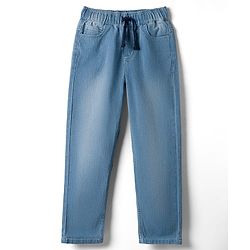 Pine Kids Denim Woven Full Length Solid Color Washed Jeans  - Light Blue