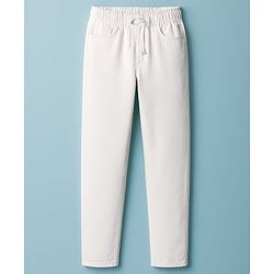 Pine Kids Denim Woven Full Length Solid Color Washed Jeans  - White
