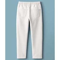 Pine Kids Denim Woven Full Length Solid Color Washed Jeans  - White