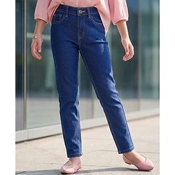 Pine Kids Woven Full Length Washed Denim Jeans - Navy Blue