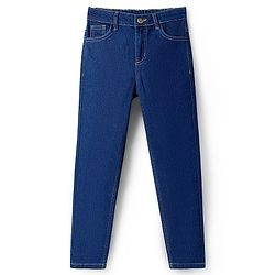 Pine Kids Woven Full Length Washed Denim Jeans - Navy Blue