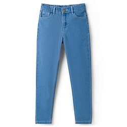Pine Kids Woven Full Length Washed Denim Jeans - Light Blue
