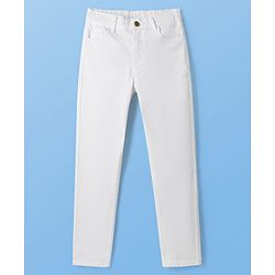 Pine Kids Woven Full Length Washed Denim Jeans - White
