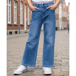 Pine Kids Denim Woven Full Length Washed Jeans - Blue