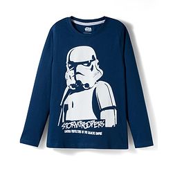 Pine Kids Lucas Single Jersey Knit Full Sleeves Night Suit with Star Wars Graphic - Navy Blue