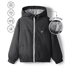 Pine Active Knit Full Sleeve Ultra Comfort Lightweight Windbreaker Athleisure Hooded Jacket - Black