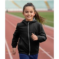 Pine Active Knit Full Sleeve Ultra Comfort Lightweight Windbreaker Athleisure Hooded Jacket - Black