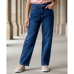 Pine Kids Woven Full Length Washed Denim Jeans - Navy Blue