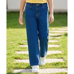 Pine Kids Denim Woven Full Length Washed Jeans - Blue