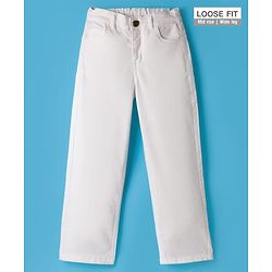 Pine Kids Denim Woven Full Length Washed Jeans - White
