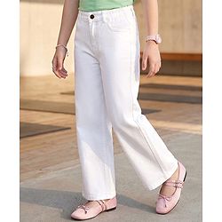 Pine Kids Denim Woven Full Length Washed Jeans - White