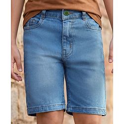 Pine Kids Denim Woven Washed Above Knee Length Shorts - Blue