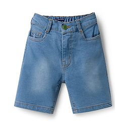 Pine Kids Denim Woven Washed Above Knee Length Shorts - Blue