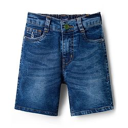 Pine Kids Denim Woven Washed Above Knee Length Shorts - Blue