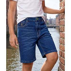 Pine Kids Denim Woven Washed Above Knee Length Shorts - Blue