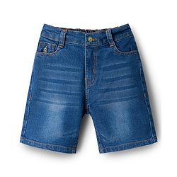 Pine Kids Denim Woven Washed Above Knee Length Shorts - Dark Blue