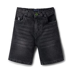 Pine Kids Denim Woven Washed Above Knee Length Shorts - Chacoal Grey