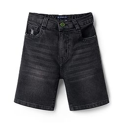 Pine Kids Denim Woven Washed Above Knee Length Shorts - Chacoal Grey