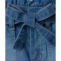 Pine Kids Woven Above Knee Length Shorts with Fabric Belt & Bow Detailing - Navy Blue