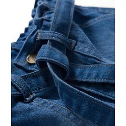 Pine Kids Woven Above Knee Length Shorts with Fabric Belt & Bow Detailing - Navy Blue
