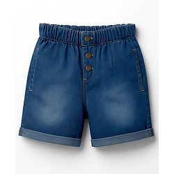 Pine Kids Cotton Elastane  Woven Above Knee Length Solid Shorts - Navy Blue