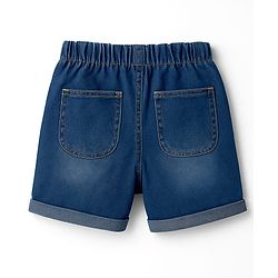 Pine Kids Cotton Elastane  Woven Above Knee Length Solid Shorts - Navy Blue
