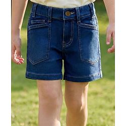 Pine Kids Woven Above Knee Length Solid Color Shorts - Navy Blue