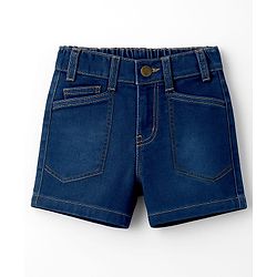 Pine Kids Woven Above Knee Length Solid Color Shorts - Navy Blue