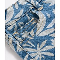 Pine Kids Cotton Elastane Woven Above Knee Length Shorts With Floral Print - Blue