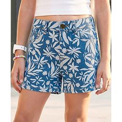 Pine Kids Cotton Elastane Woven Above Knee Length Shorts With Floral Print - Blue