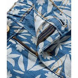 Pine Kids Cotton Elastane Woven Above Knee Length Shorts With Floral Print - Blue