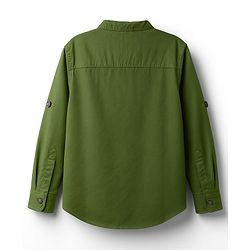 Pine Kids Cotton Woven Full Sleeves Solid Shirt with Stripes - Olive Green