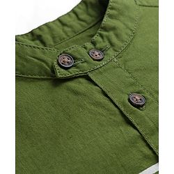 Pine Kids Cotton Woven Full Sleeves Solid Shirt with Stripes - Olive Green