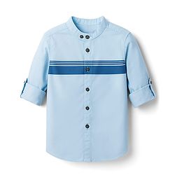 Pine Kids Cotton Woven Full Sleeves Solid Shirt with Stripes - Olive Green